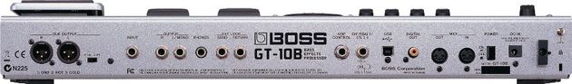 The back panel of the Boss GT-10B for bass.